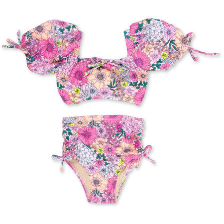 Two Piece High Waist Set Girls 3-10 Mod Floral Pink | Shade Critters