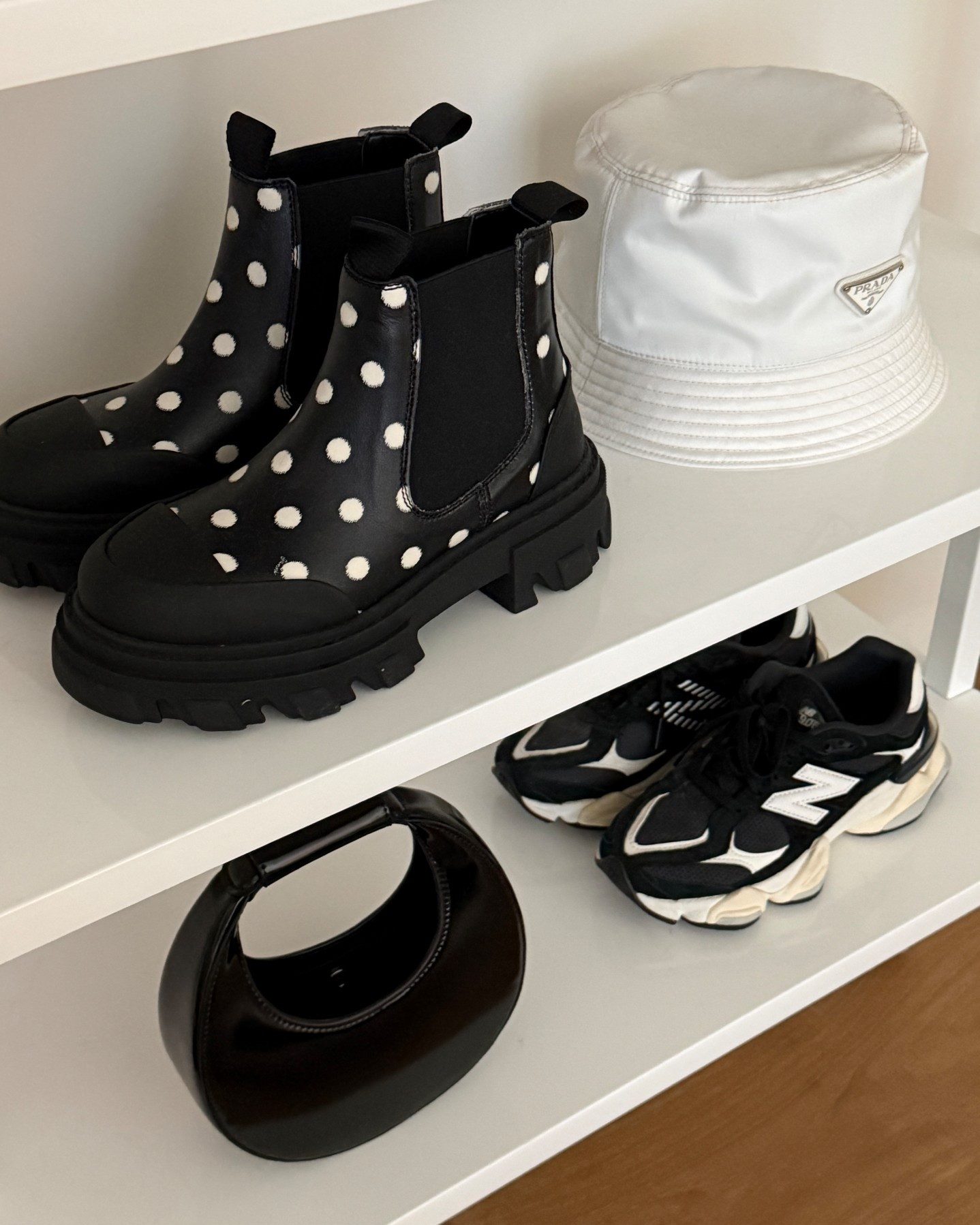 black & white accessories wall 🖤

black & white shoes | black bag | black purse | black staud bag | black Staud purse | white hat | white bucket hat | white Prada hat | Prada bucket hat | polka dots | polka dot boots | ganni boots | new balance sneakers | chunky sneakers | black and white sneakers | 

#LTKgrwm #LTKootd #LTKSeasonal