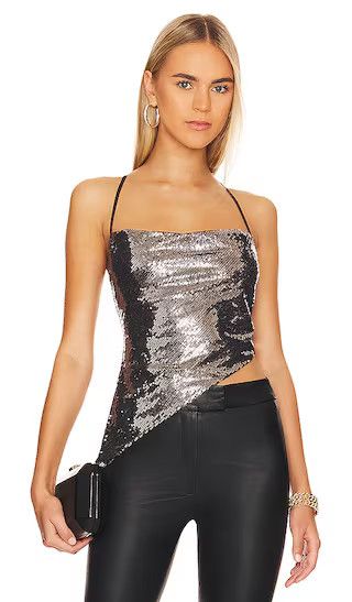 Bastina Cami Top in Gunmetal Sequin | Black Sequin Top | Silver Sequin Top Outfit | Sequin Outfits | Revolve Clothing (Global)