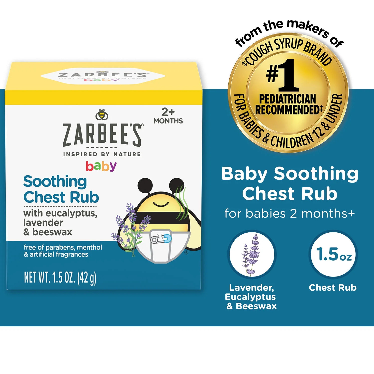 Zarbee's Baby Soothing Chest Rub, Eucalyptus, Lavender, 1.5 oz - Walmart.com | Walmart (US)