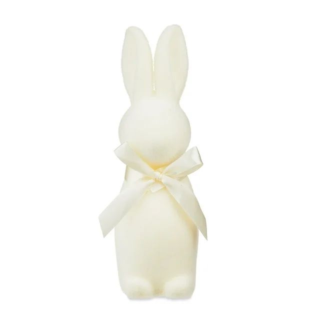 Easter Flocked Bunny Decor, Cream, 9 Inch, Way To Celebrate - Walmart.com | Walmart (US)