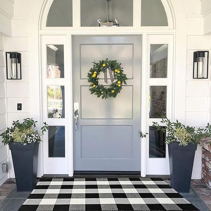 MUBIN Cotton Buffalo Plaid Rug 27.5 x 43 Inches Black and White Check Rugs Hand-Woven Indoor or O... | Amazon (US)