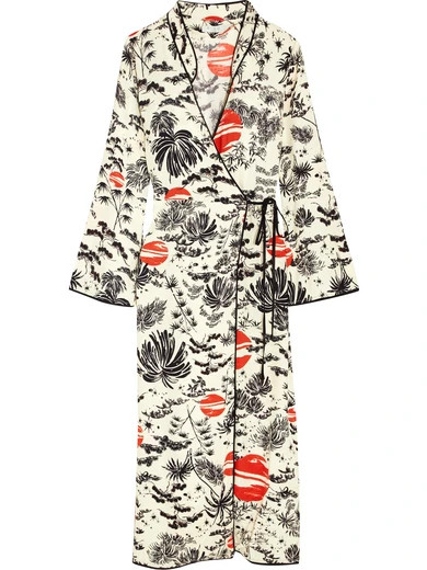 RIXO London - Cindy Printed Crepe Wrap Dress - Cream | NET-A-PORTER (UK & EU)