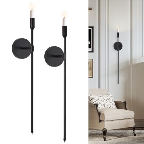 Large Wall Candle Holder, Set of 2 Long Wall Candle Sconces, Wall Decor for Dining Room Wall Hanging Candle Sticks Holder for Living Room Fireplace 23.5" | Amazon (US)