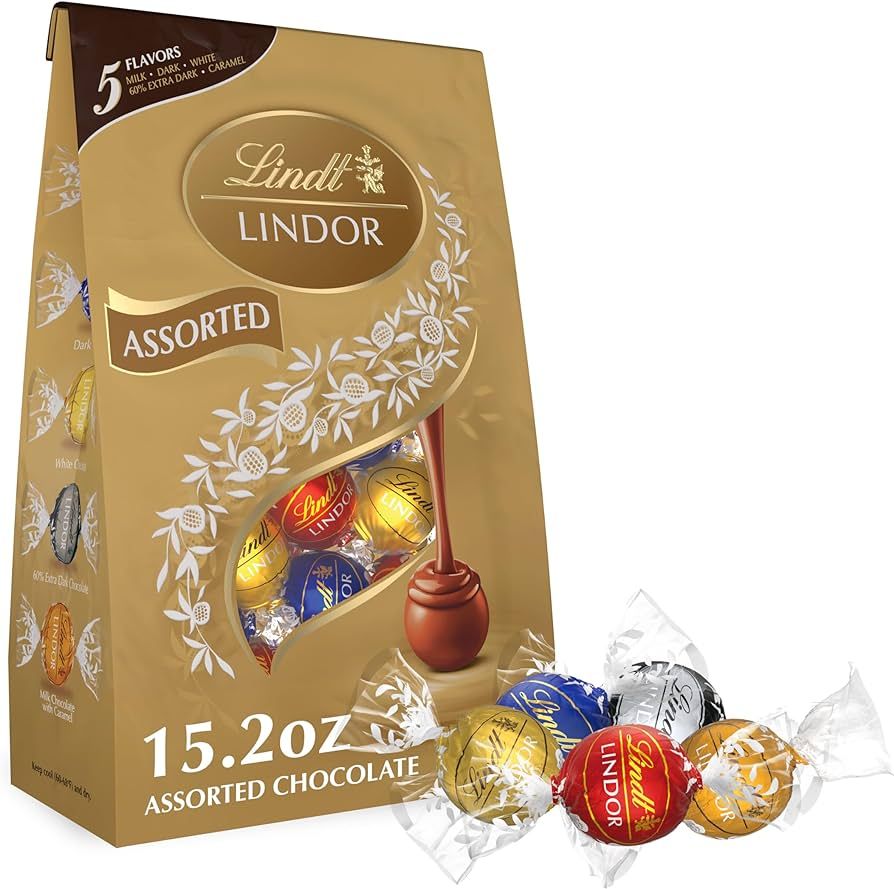 Lindt LINDOR Assorted Chocolate Truffles, Chocolate Candy with Smooth, Melting Truffle Center, Pe... | Amazon (US)