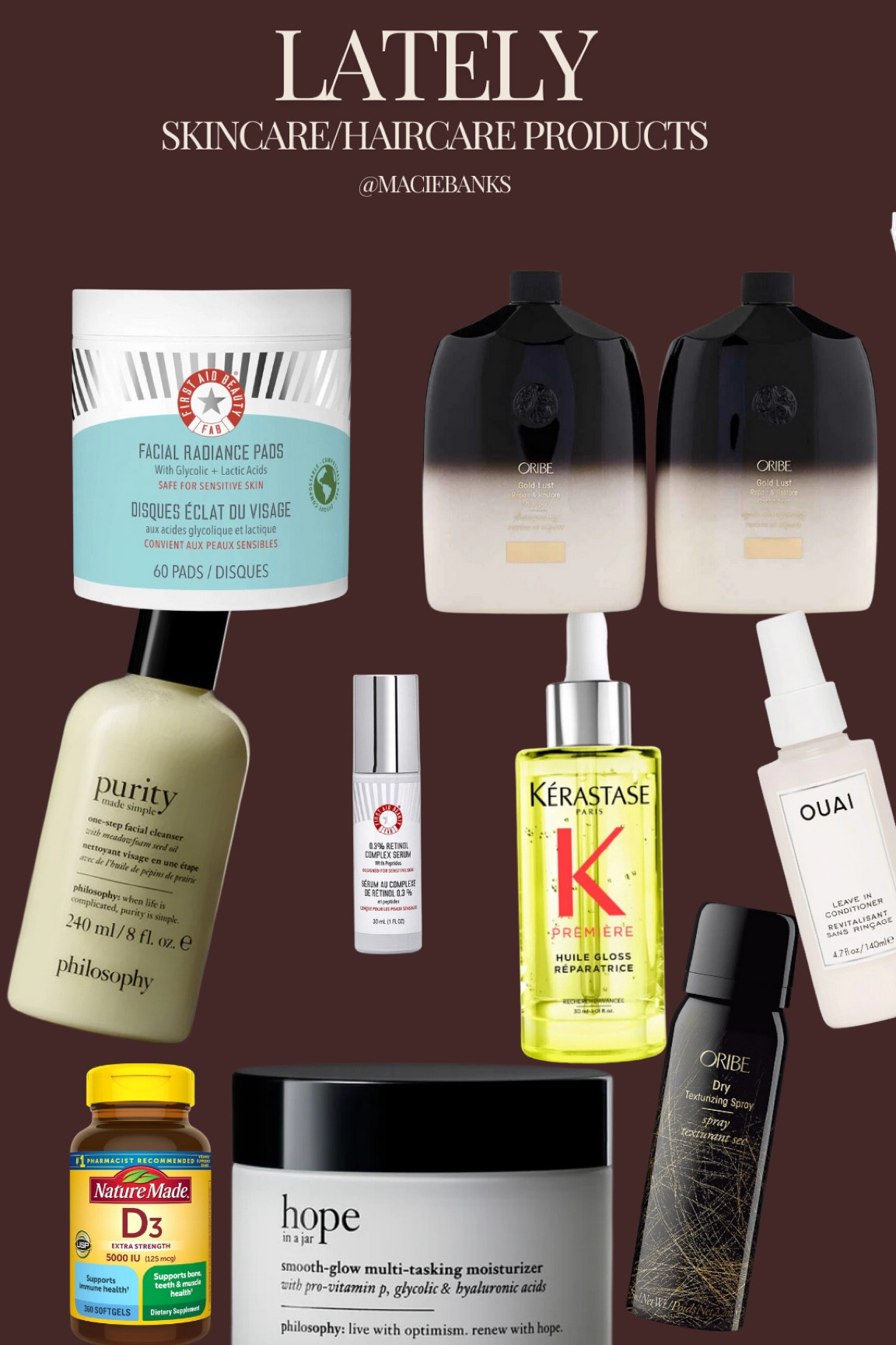 Lately in hair care and skincare! I’m currently on a hair journey lol and these have been my go-tos. Also, don’t sleep on vitamin D!! Just started upping my intake so fingers crossed we see some growth soon! 

#LTKItBag #LTKGiftGuide #LTKFindsUnder100