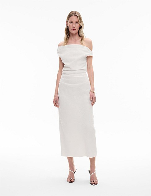 Witchery Off Shoulder Midi Dress | David Jones | David Jones (Australia & New Zealand)