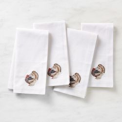 Plymouth Turkey Embroidered Napkins, Set of 4 | Williams-Sonoma