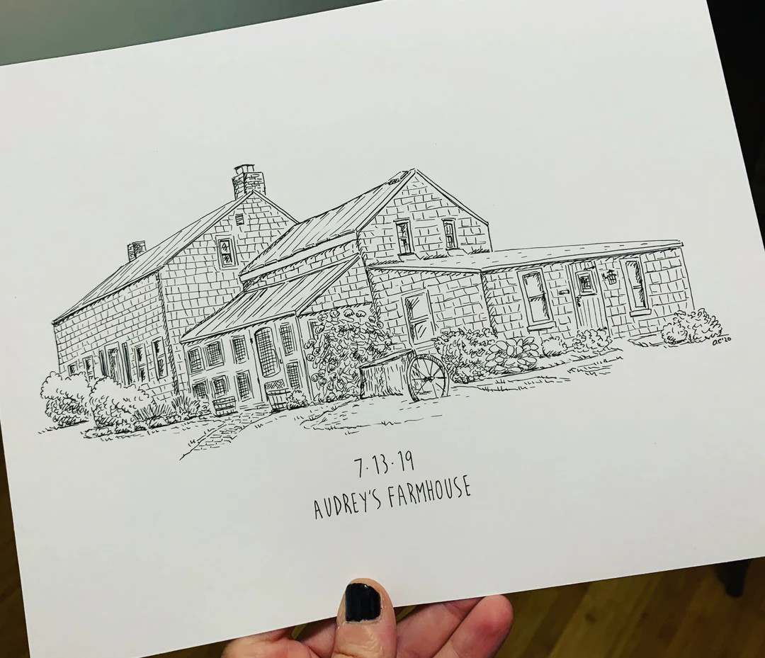 Custom House hand-drawn Sketch 8x10 Pen and Ink Drawing - Etsy | Etsy (US)