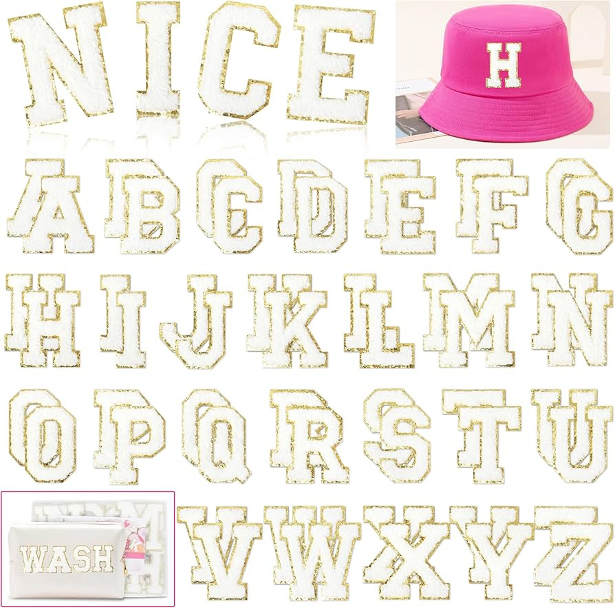 Chenille Letters Patches Self-Adhesive for Clothing: NICEVINYL 52pcs White Preppy Varsity Self Ad... | Amazon (US)