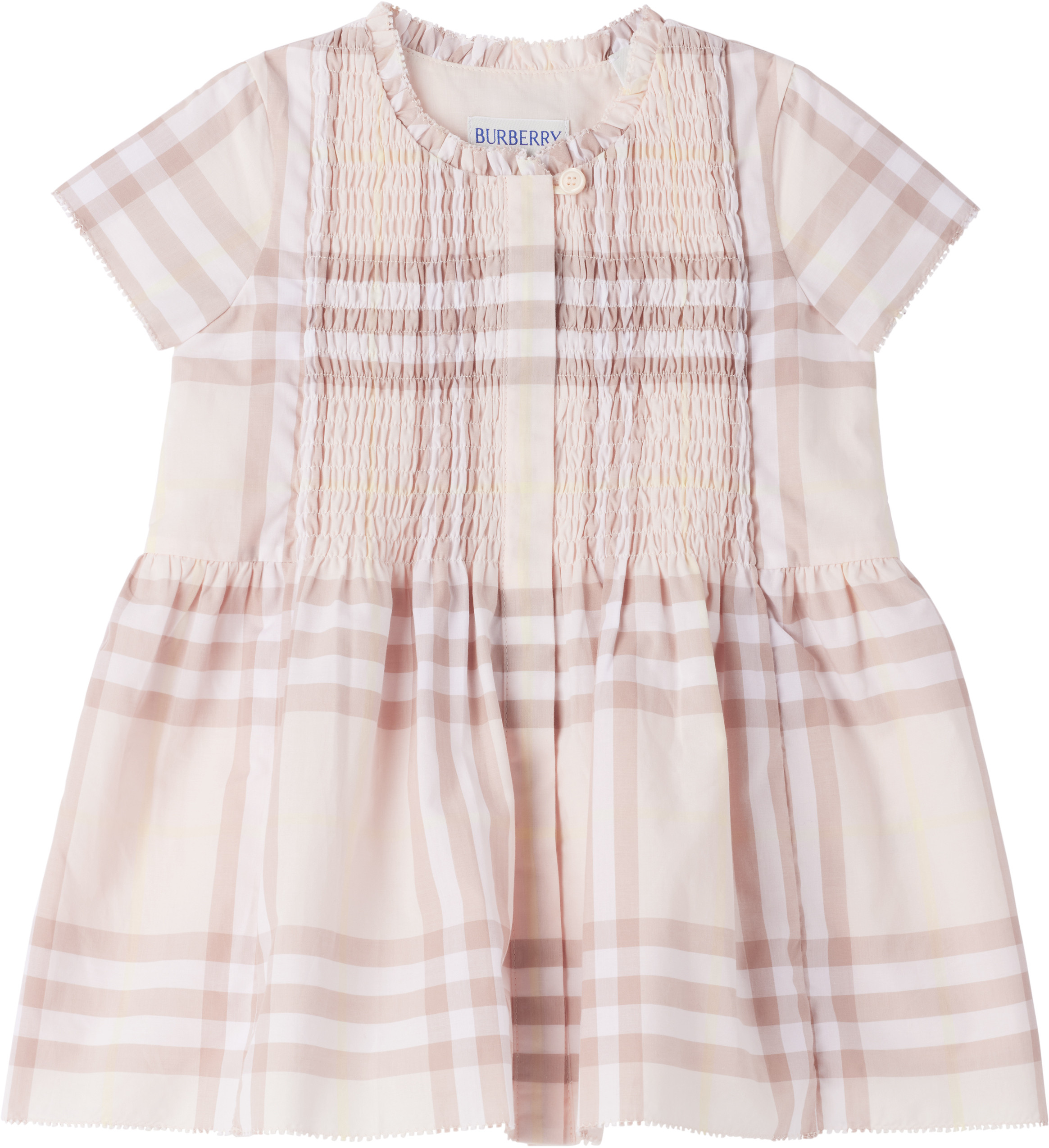 Burberry Baby Pink Check Cotton Dress | SSENSE