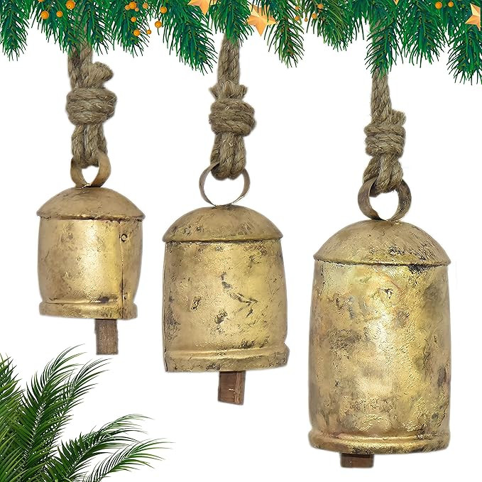 Vivanta Vintage Handmade Rustic Lucky Christmas Big Size Bells on Rope Giant Harmony Bells Cow Be... | Amazon (CA)