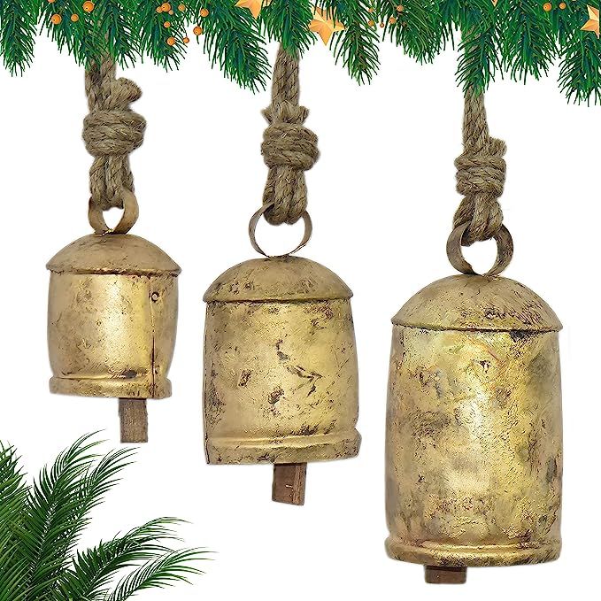 Vivanta Vintage Handmade Rustic Lucky Christmas Big Size Bells on Rope Giant Harmony Bells Cow Be... | Amazon (CA)