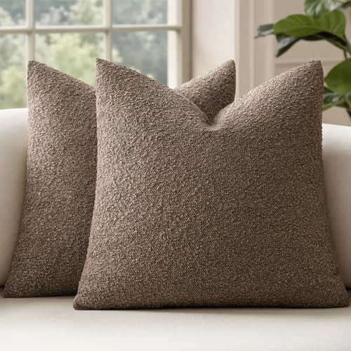 MIULEE 18x18 Inch Decorative Pillow Covers for Couch Bed Set of 2 Textured Boucle Neutral Winter ... | Amazon (US)