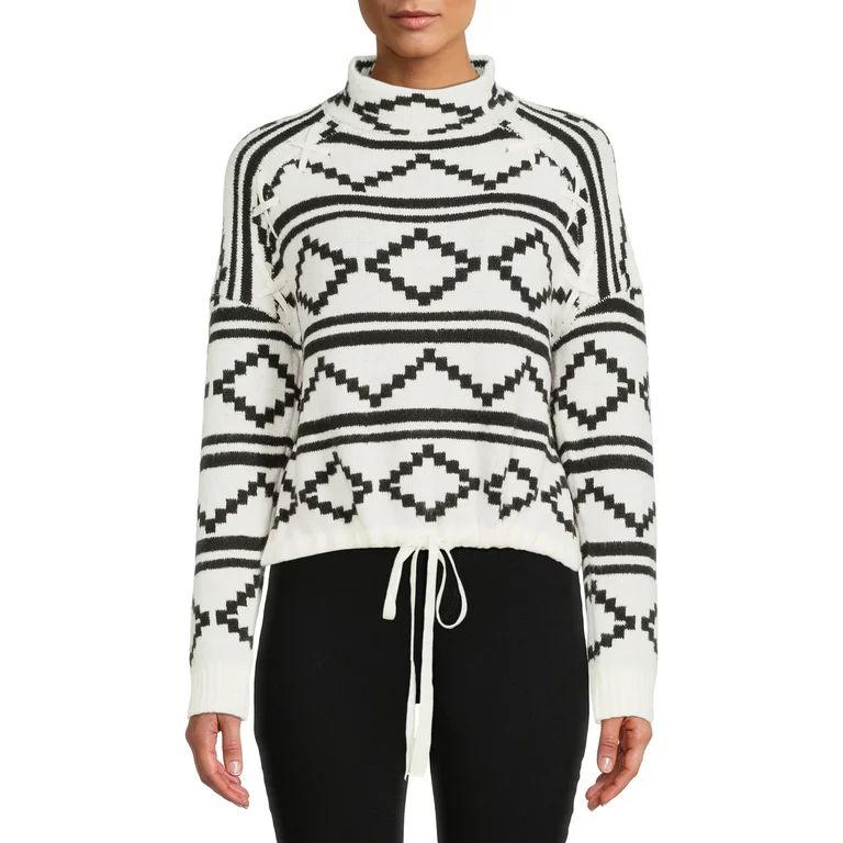 No Boundaries Juniors’ Pattern Mock Neck Sweater | Walmart (US)