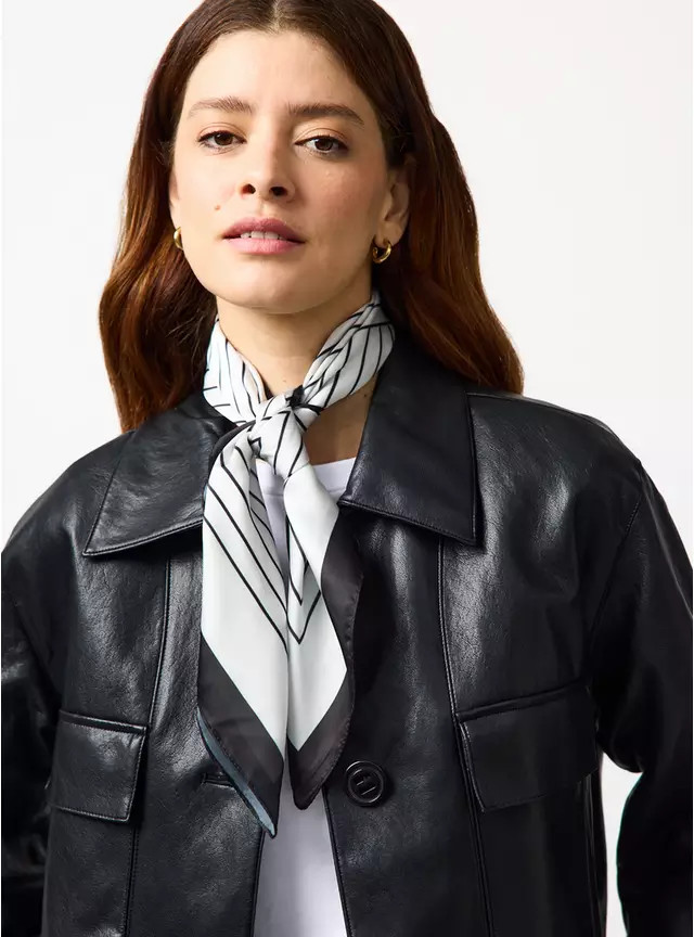 Mono Linear Print Satin Scarf One Size | Tu Clothing
