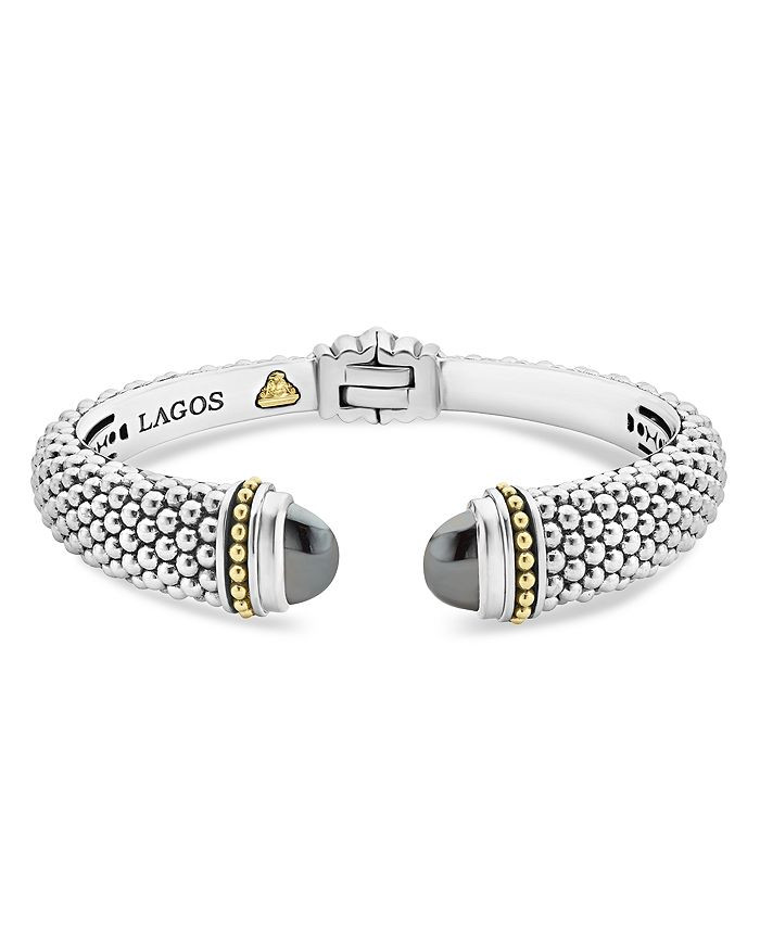 18K Gold and Sterling Silver Caviar Color Hematite Cuff Bracelet, 12mm | Bloomingdale's (US)