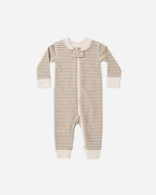 Zip Long Sleeve Sleeper Almond Stripe | Rylee + Cru