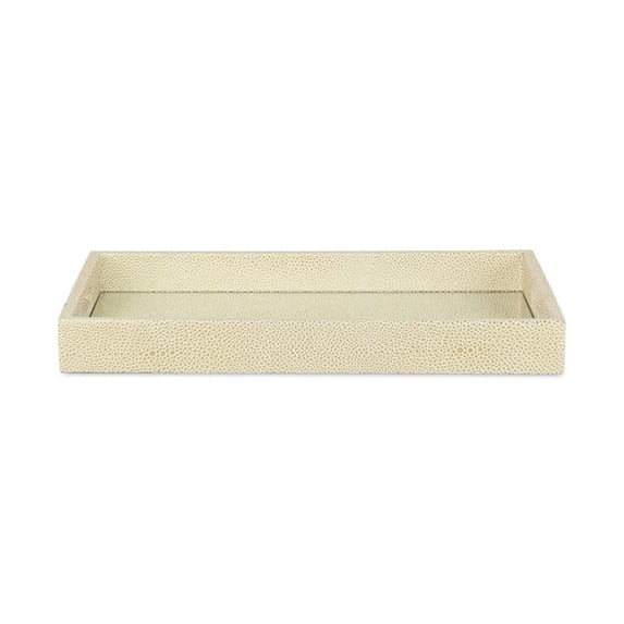 Pemberly Row Labai White Gold Shagreen Tray with Decorative Mirror | Walmart (US)
