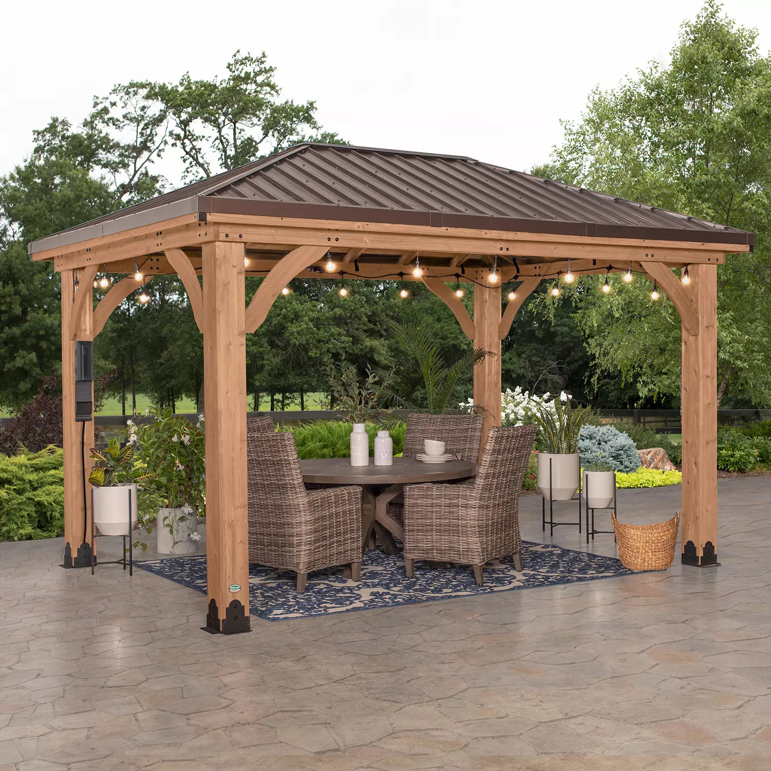 Backyard Discovery 14' x 10' Cordova Gazebo with Electric (Light Brown) | Sam's Club
