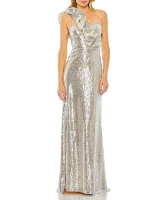 Sequin Ruffled One Shoulder Gown | Bloomingdale's (US)