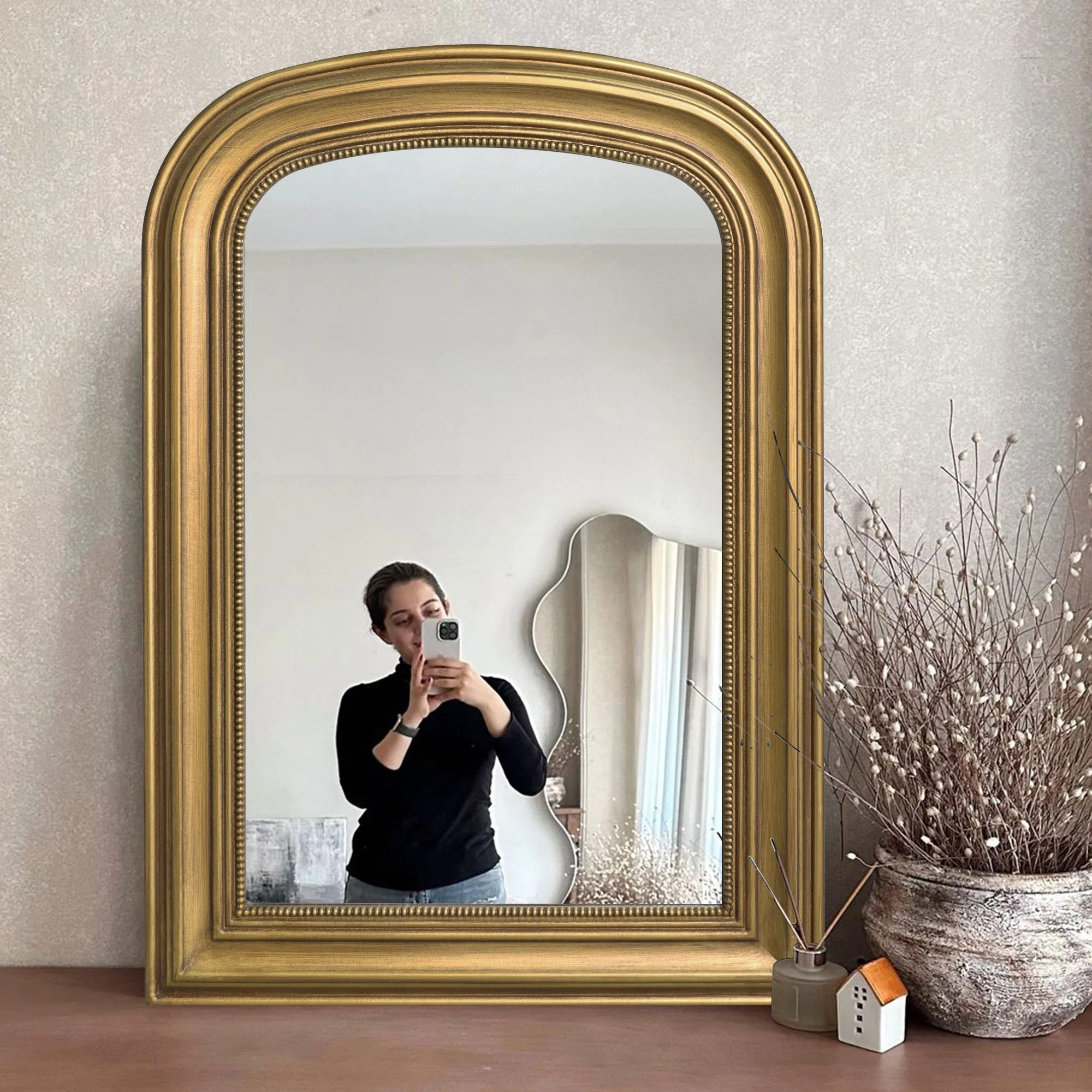 Fiffie Unique Design Baroque Style Vintage Solid Wood Frame Decorative Wall Mirror | Wayfair North America