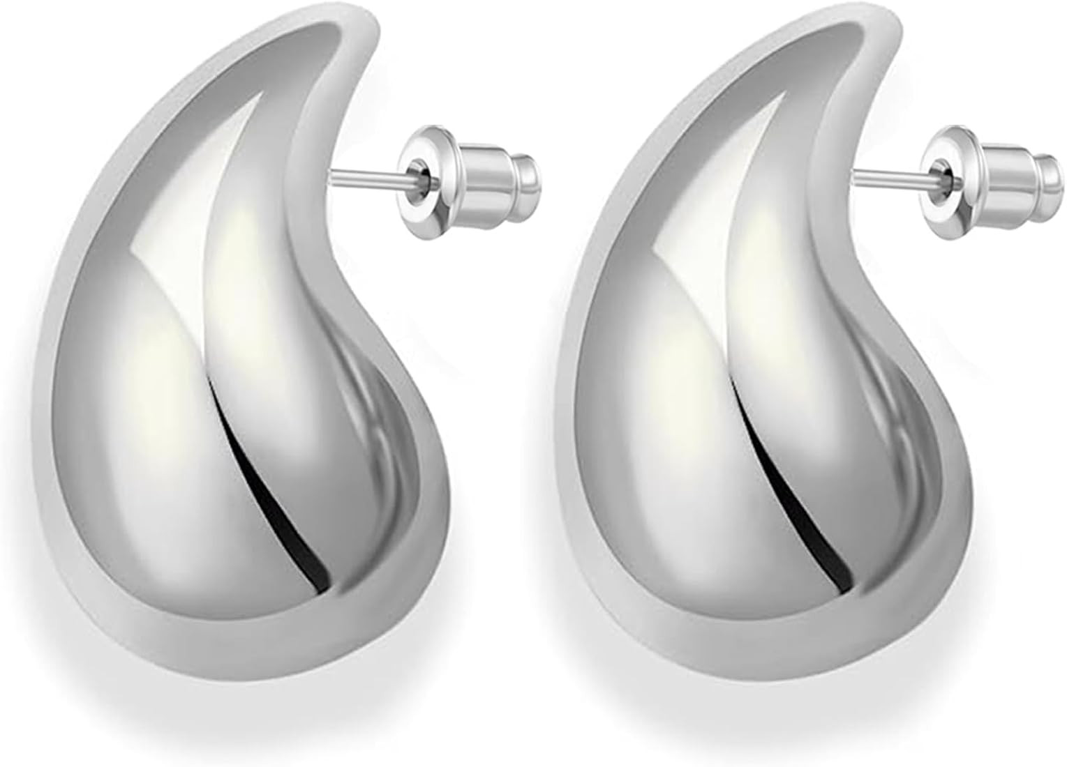 HEEYA Chunky Gold Hoop Earrings for Women Girls - 18K Gold/Sliver Plated Lightweight Hollow Open ... | Amazon (UK)