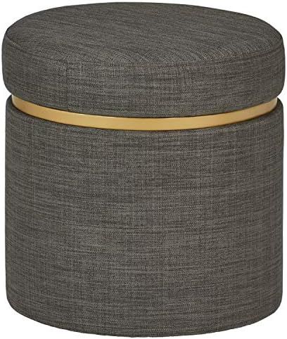 Amazon Brand – Rivet Asher Round Upholstered Storage Ottoman, 15.75"W, Dark Grey | Amazon (US)