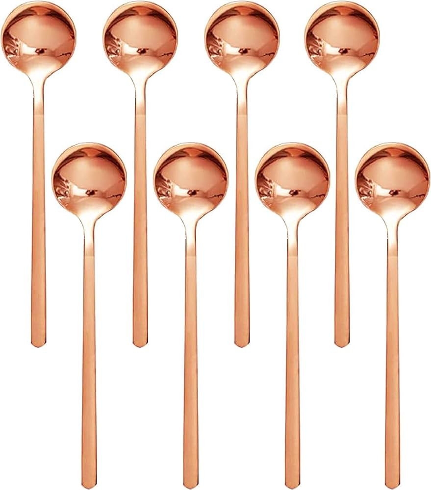 Comicfs 8Pcs 6 Inch Rose Gold Stainless Steel Espresso Spoons, Coffee Spoons Teaspoons Set for Co... | Amazon (US)