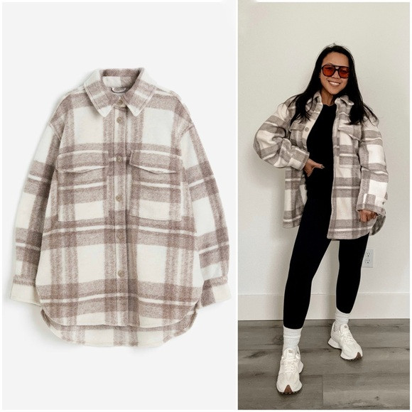 Beige Plaid Oversized Shacket (XS, S, M) | Poshmark