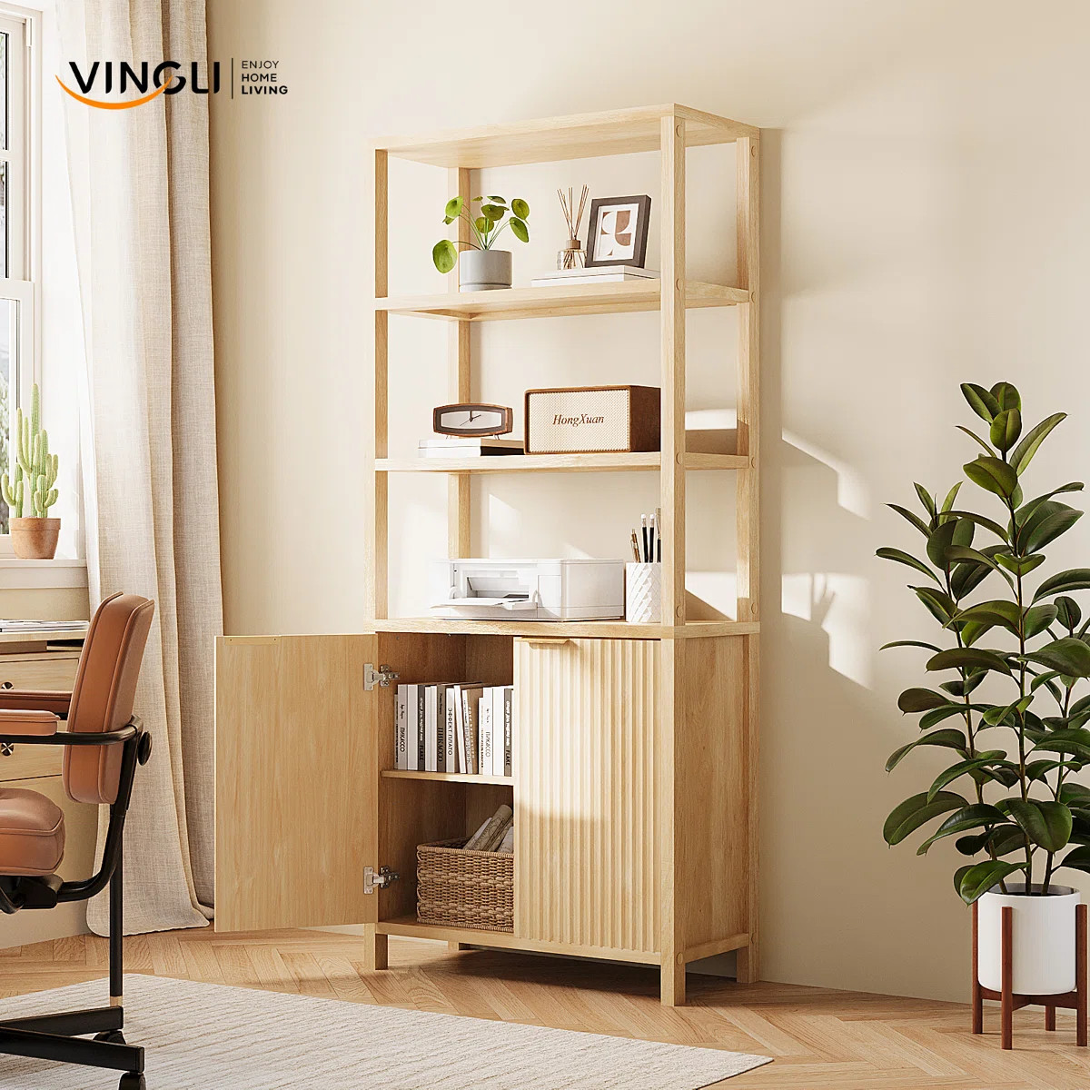 Oak 2-Door 6-Shelf Display Cabinet | Wayfair North America