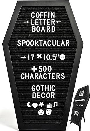Nomnu Black Felt Coffin Letter Board - Gothic Halloween Decor Message Board - 17x10.5 Inches, 500... | Amazon (US)