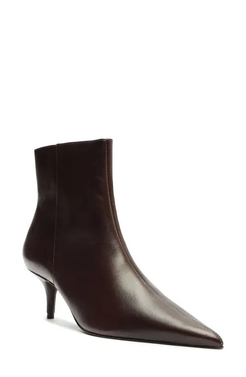 Schutz Mikki Pointed Toe Low Heel Bootie in Brown at Nordstrom, Size 9.5 | Nordstrom