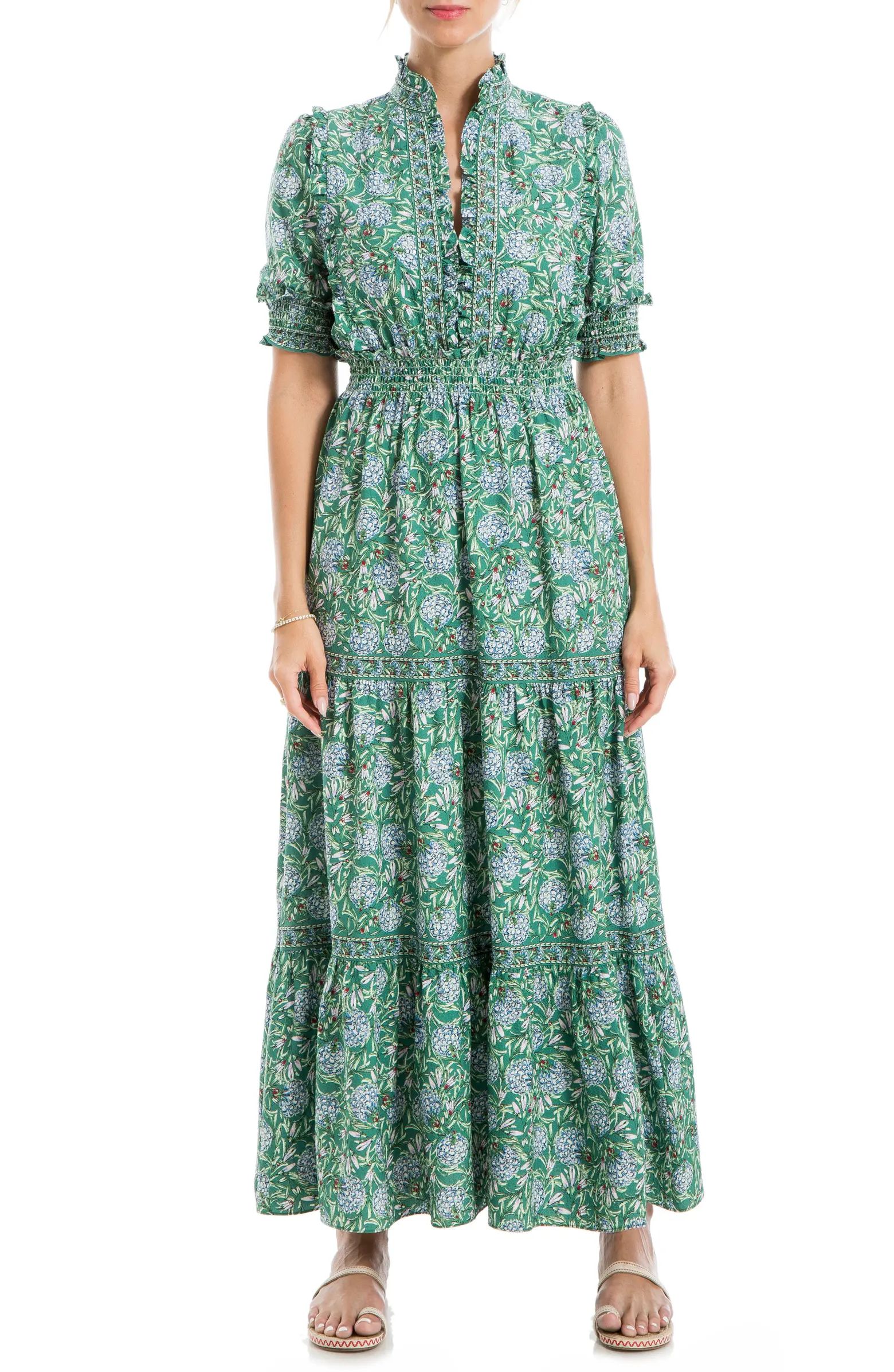 Floral Short Sleeve Tiered Maxi Dress | Nordstrom Rack