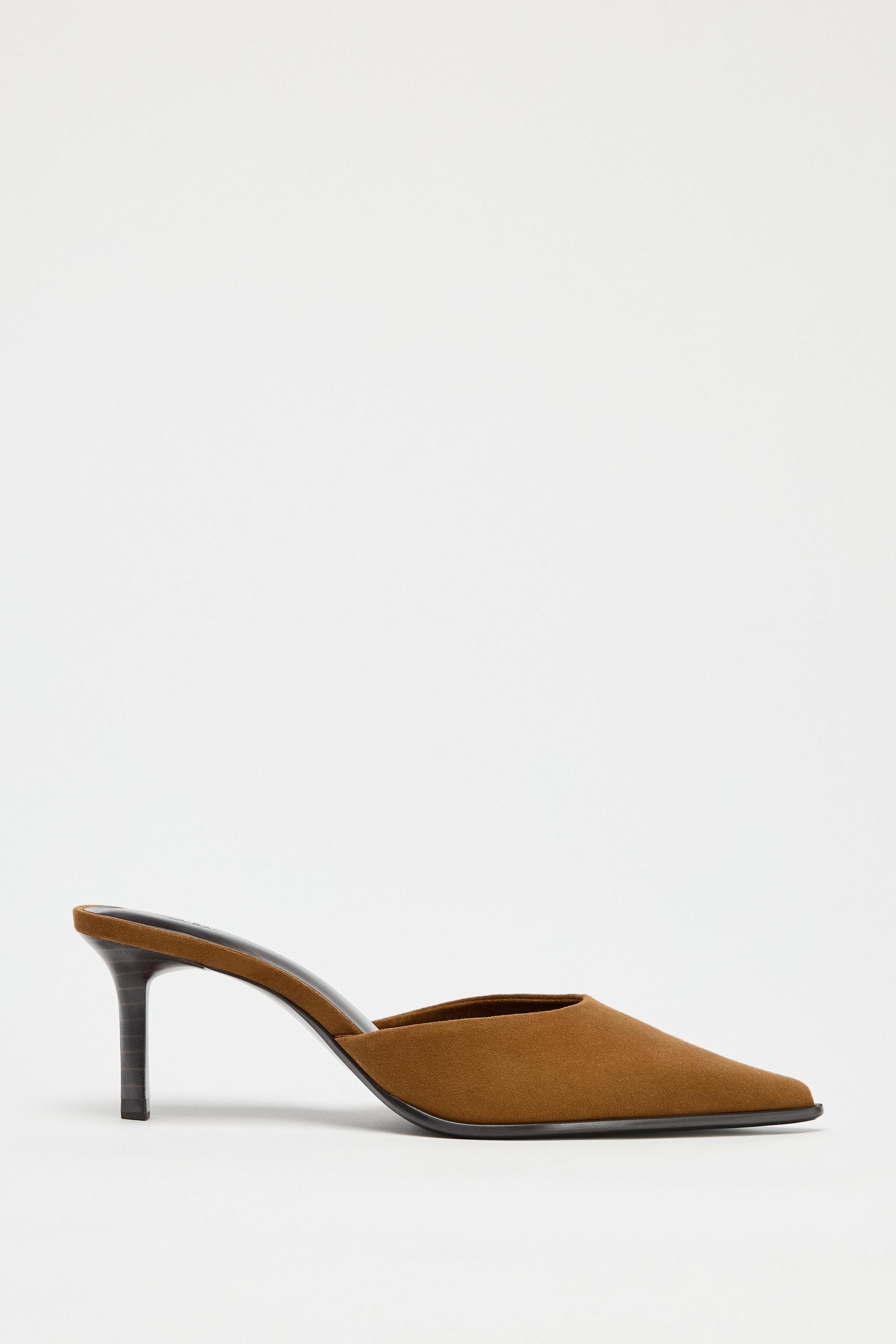 Suede mule. Thin mid heel. Round vamp. Pointed toe.Heel height: 2.8 inches (7 cm) | Zara US