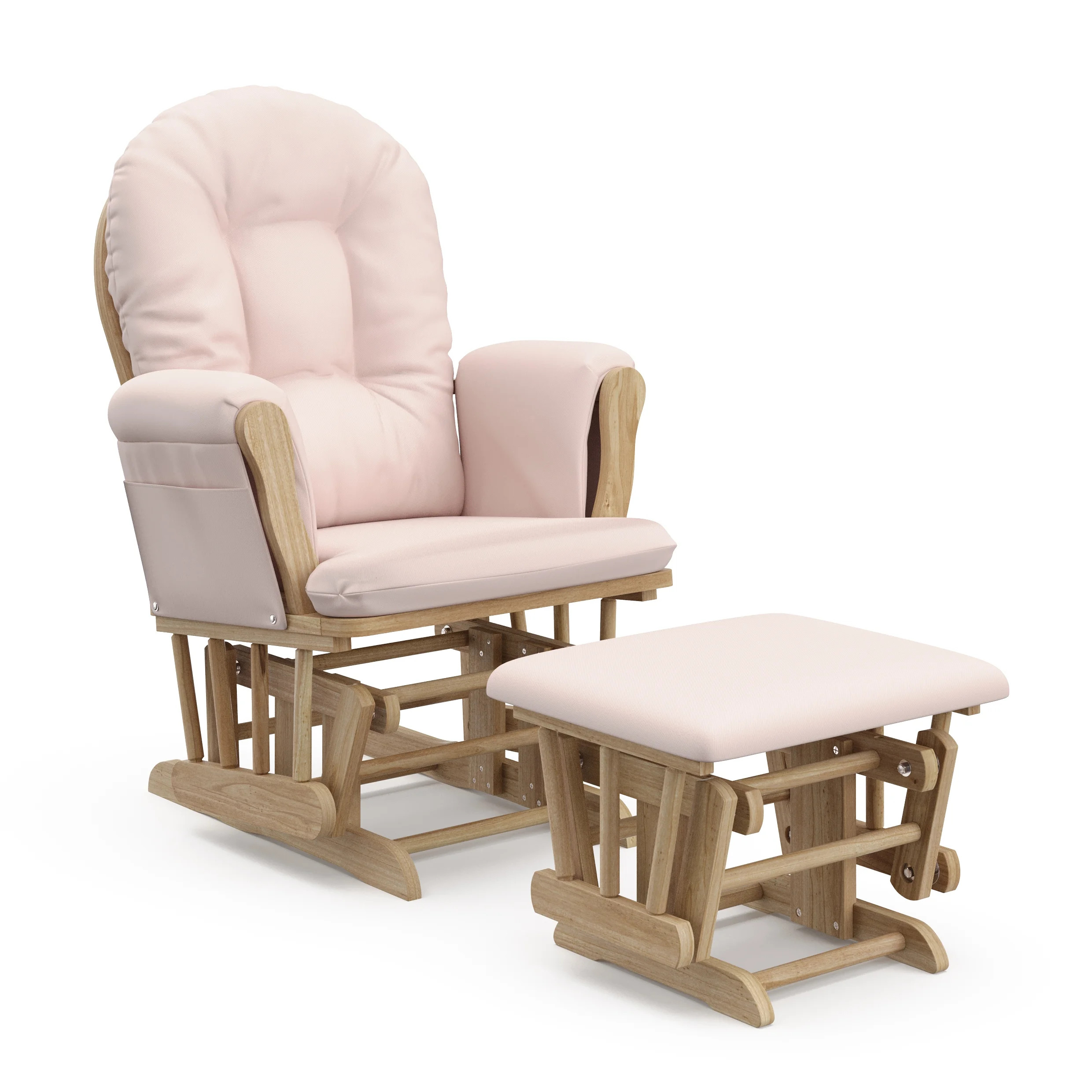 Storkcraft Hoop Glider and Ottoman, Natural Finish with Pink Cushions - Walmart.com | Walmart (US)