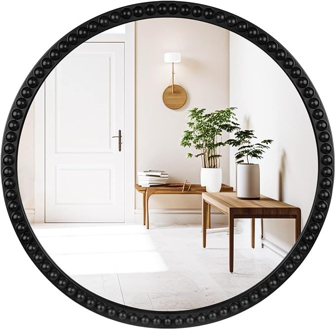 WallBeyond Decorative Round Wall Mirror with Black Beaded Frame, 30 inch Round Mirror for Wall De... | Amazon (US)