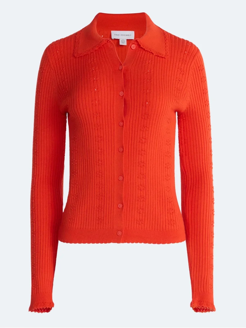 Free Assembly Women's and Women's Plus Pointelle Trim Cardigan Sweater, Lightweight, Sizes XS-4X | Walmart (US)