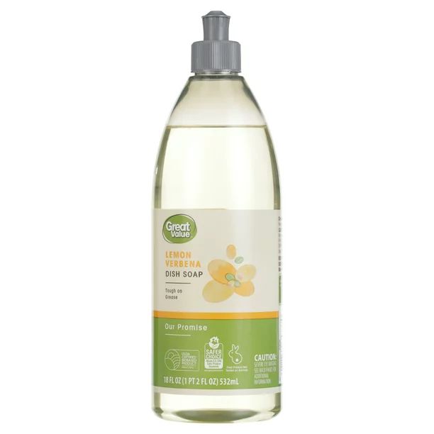 Great Value Liquid Dish Soap, Lemon Scent, 18 Fluid Ounce - Walmart.com | Walmart (US)