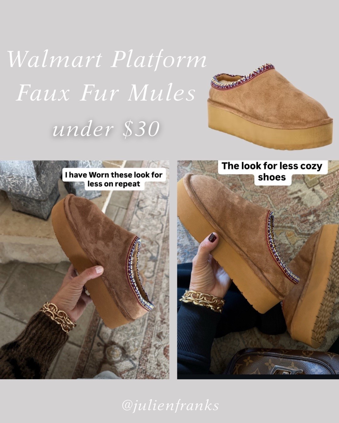 These platform slippers from Walmart are the best! So cute, on trend, and at such a good price point! I’m obsessed. 🤎 #casualoutfits #walmart #blackfriday #topsellers #winteroutfits #slippers 

#LTKSaleAlert #LTKGiftGuide #LTKFindsUnder50