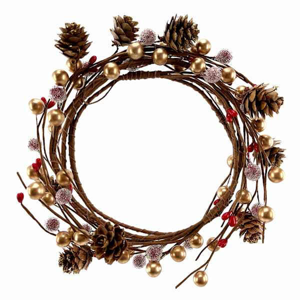 Gold Metallic Ornaments & Pinecones Garland, 5' | At Home