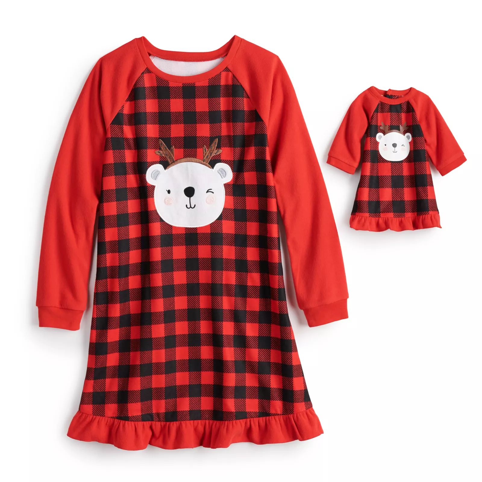 Girls 4-16 Jammies For Your Families Cool Bear Plaid Gown & Doll Dress Set by Cuddl Duds, Girl's, Si | Kohl's
