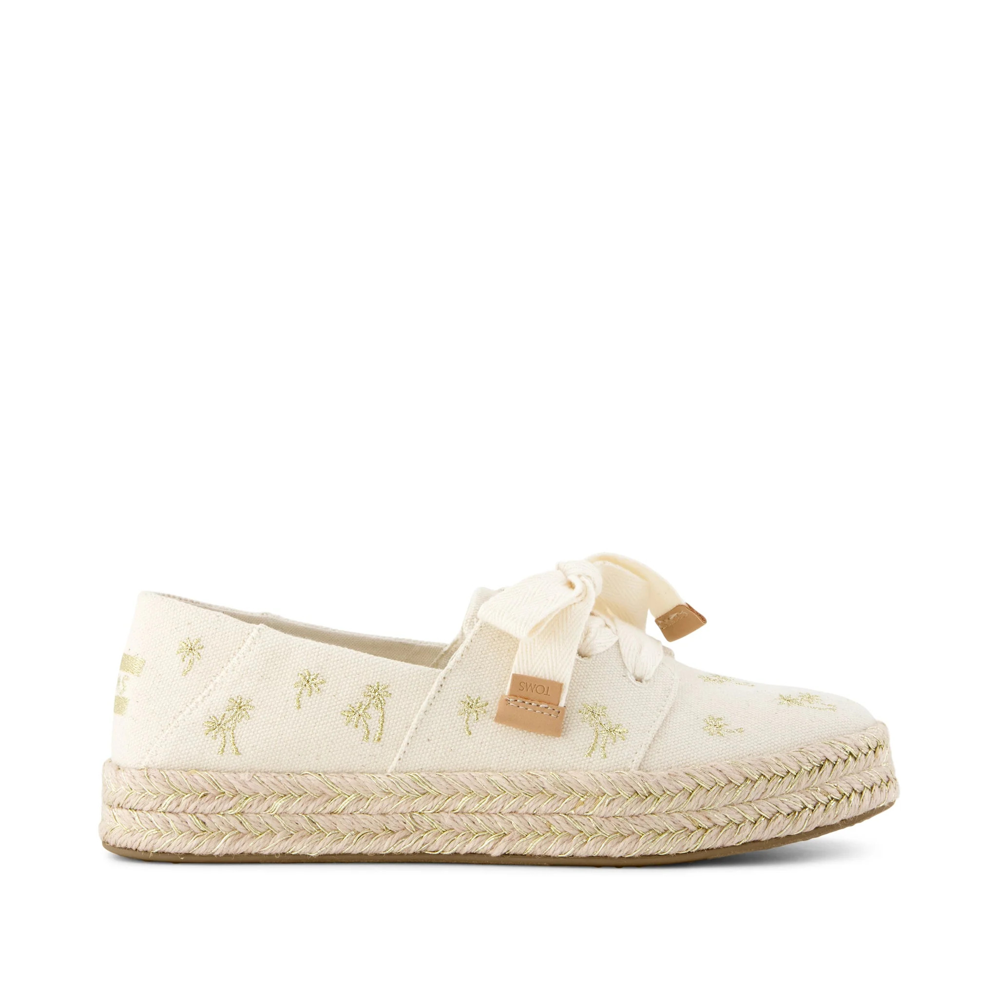 Womens Carolina Lace-Up Espadrille Metallic Embroidered Palm Trees | Toms EMEA