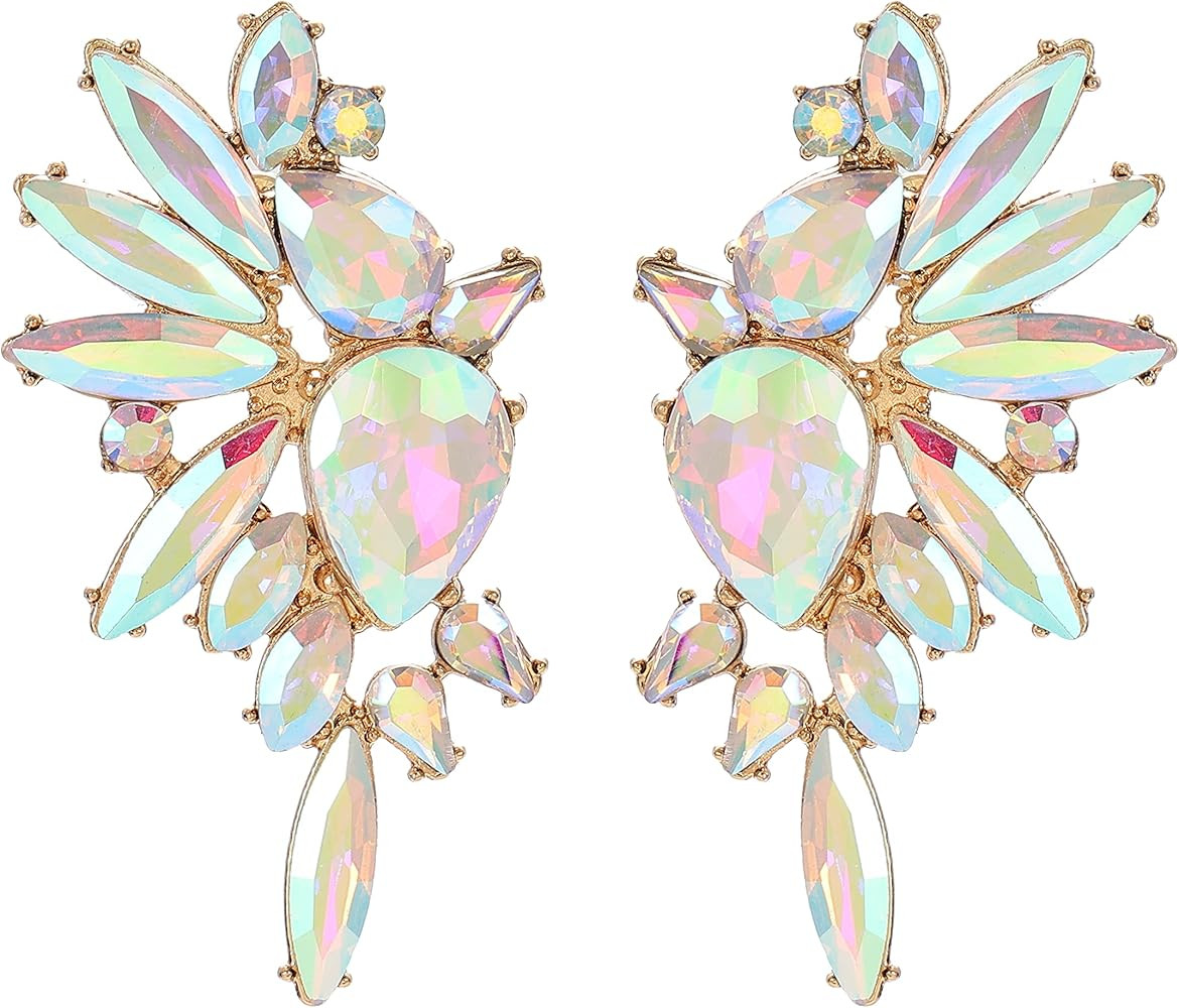 Vintage Rhinestone Statement Earrings for Women Fashion Bling Colorful Crystal Cluster Drop Dangl... | Amazon (US)
