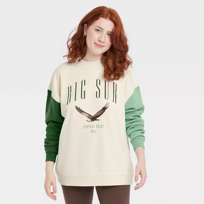 Women's Big Sur Colorblock Graphic Sweatshirt - Off-White | Target