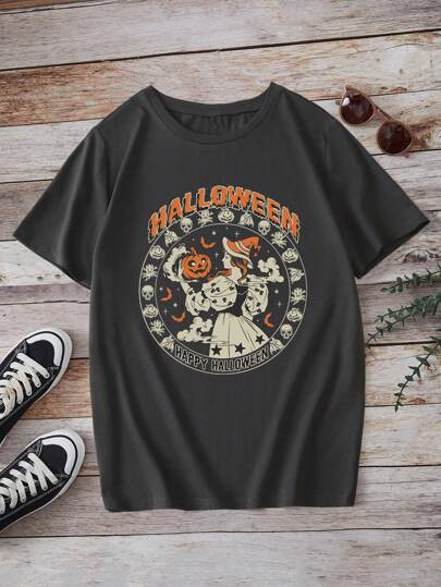 Teen Girl Halloween Print Tee | SHEIN