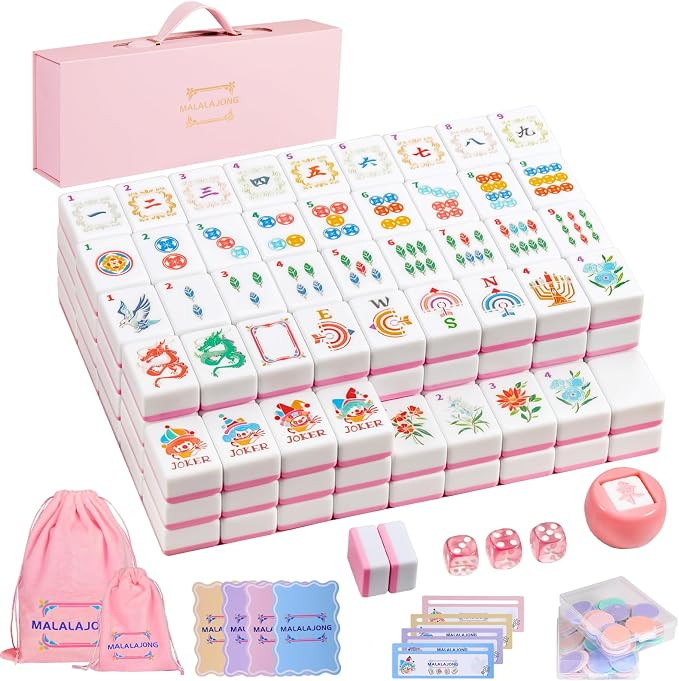 American Mahjong Set - 168 Premium Melamine Tiles with Storage Bag & Gift Box, Portable Travel Ma... | Amazon (US)