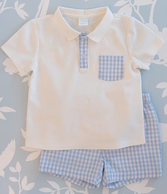 Edgehill Collection x The Broke Brooke Little Boys 2T-7 Brooks Pique Knit Polo and Gingham Short ... | Dillard's