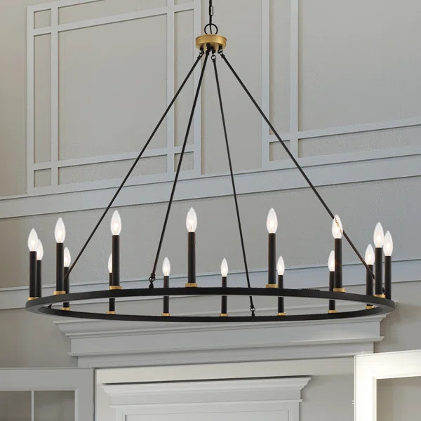 Alcesta 16 - Light Candle Style Wagon Wheel Chandelier | Wayfair North America