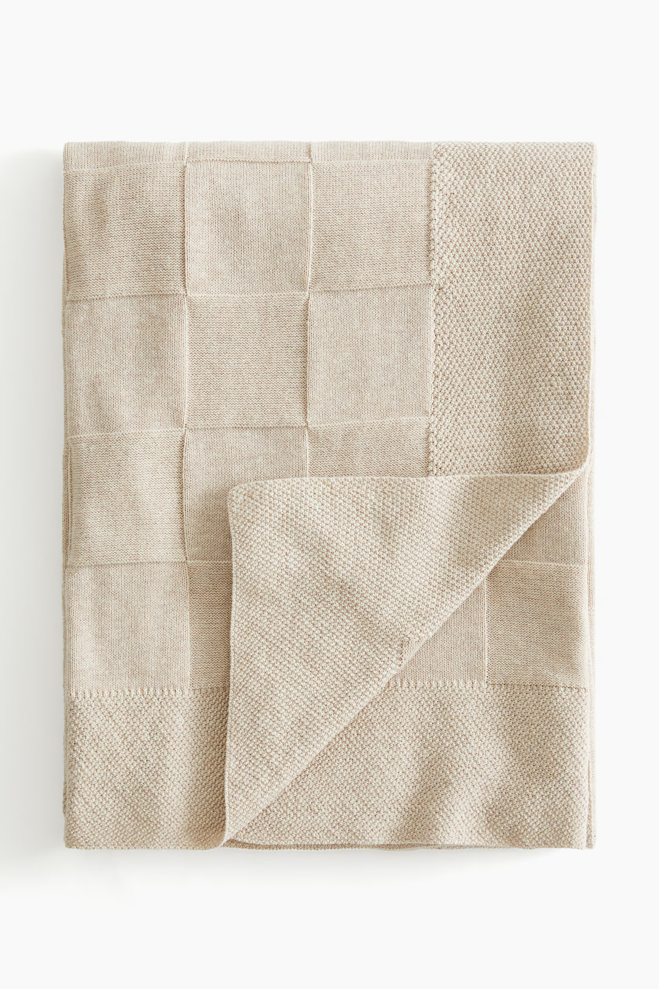 Knitted cotton blanket - Beige - Home All | H&M GB | H&M (UK, MY, IN, SG, PH, TW, HK)